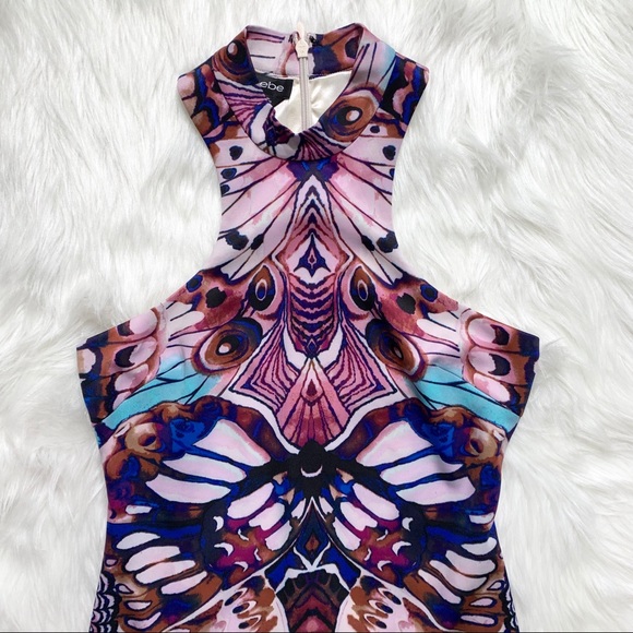 SOLD-Bebe Watercolor Halter Bodycon Dress - Picture 4 of 8